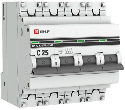 Выключатель автоматический EKF PROxima ВА47-63 4п 25А C 4.5кА картинка